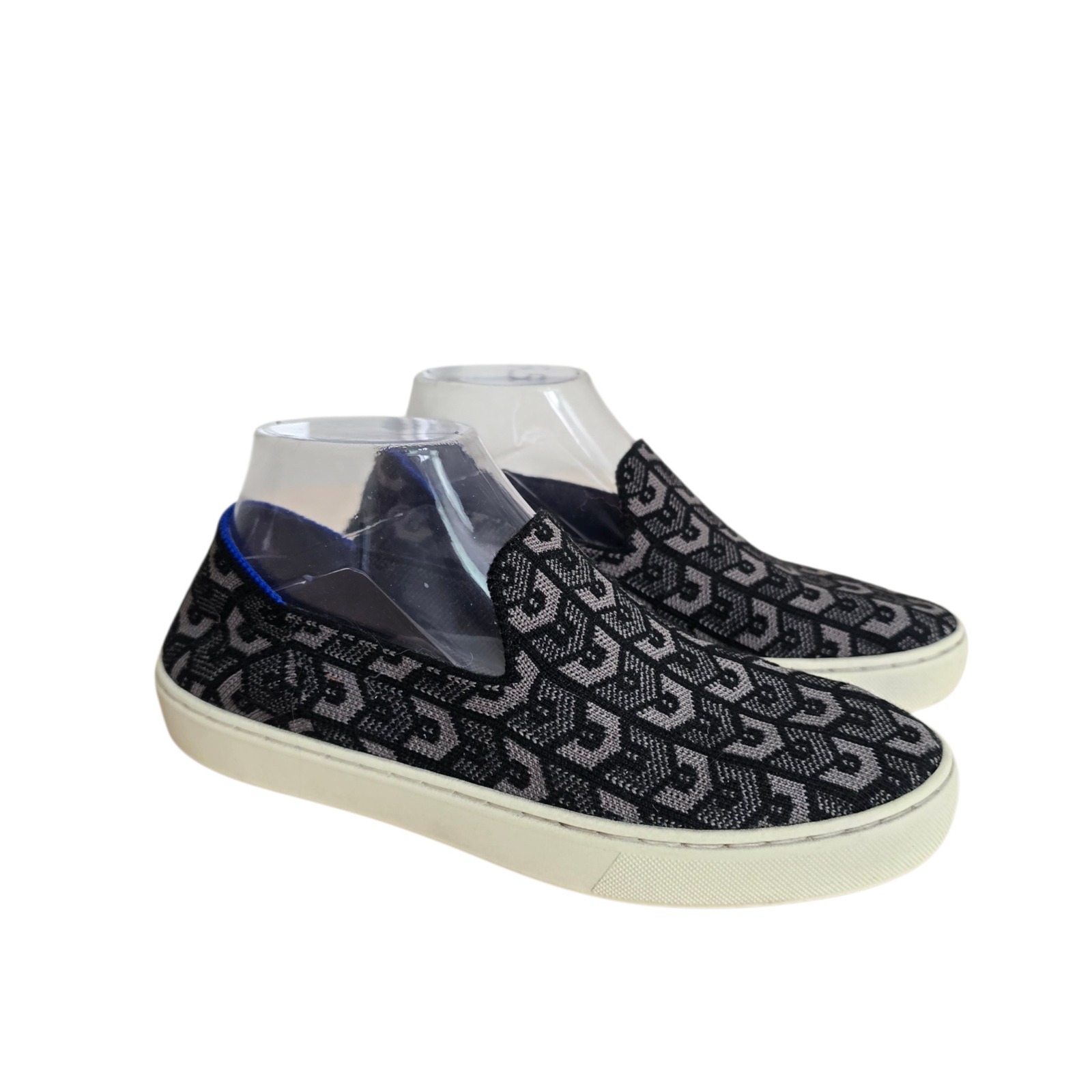 Rothys The Sneaker Black Honeycomb Slip On Knit Shoes Womens Size 7.5